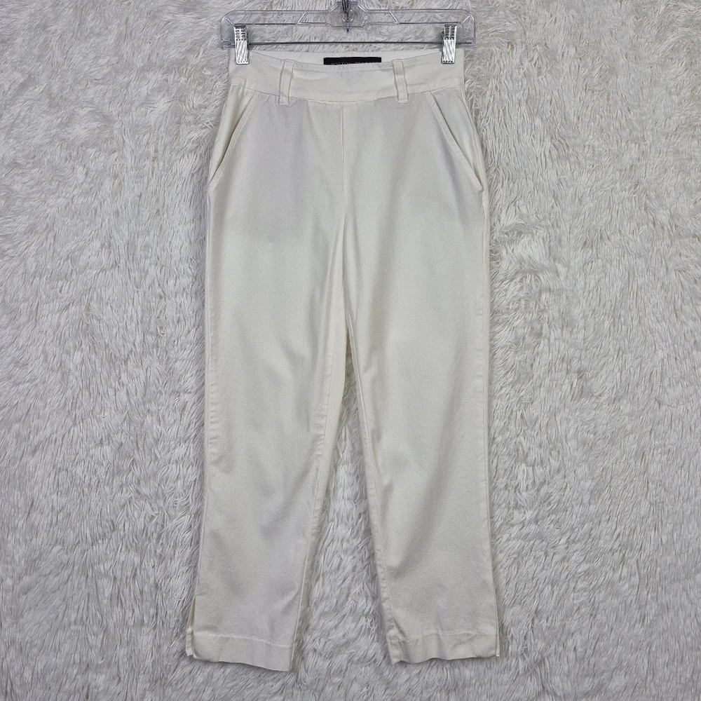 Boston Proper Sz 2 White Pull On Crop Pants Classic Preppy Resort Old Money